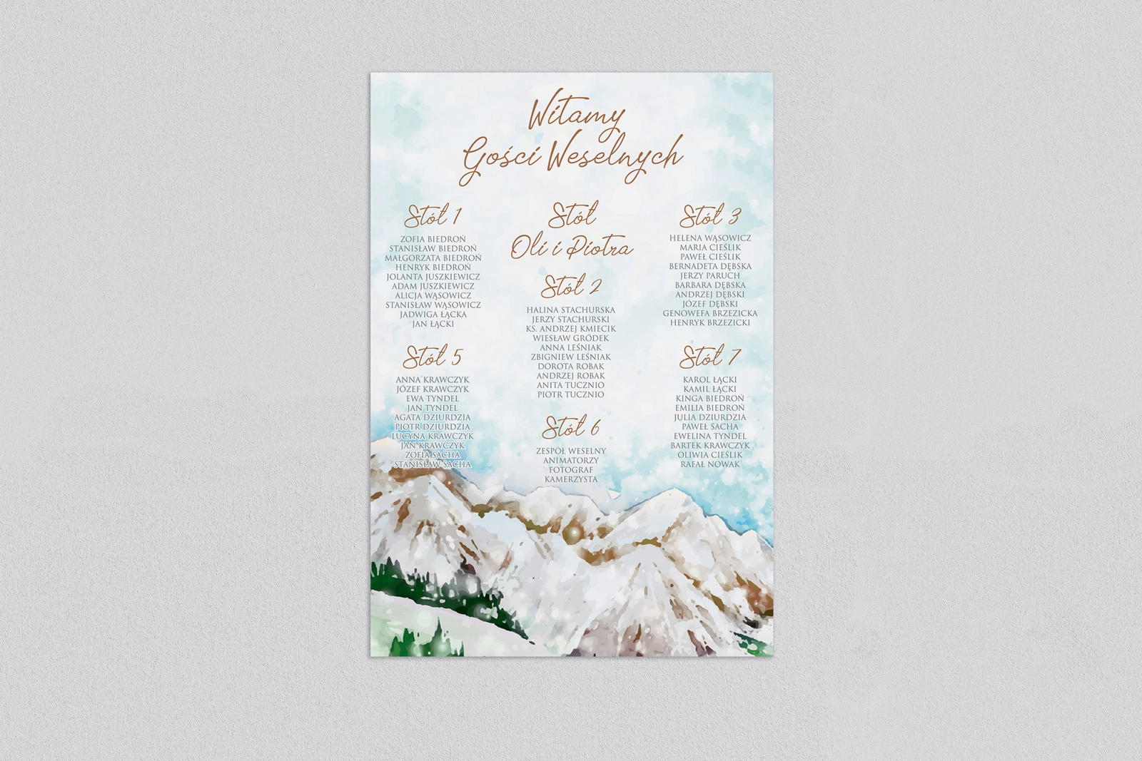 Plan stołów weselnych Gaja - Motyw 7