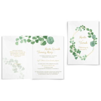 Zaproszenia ślubne Liście - Składane Motyw 5