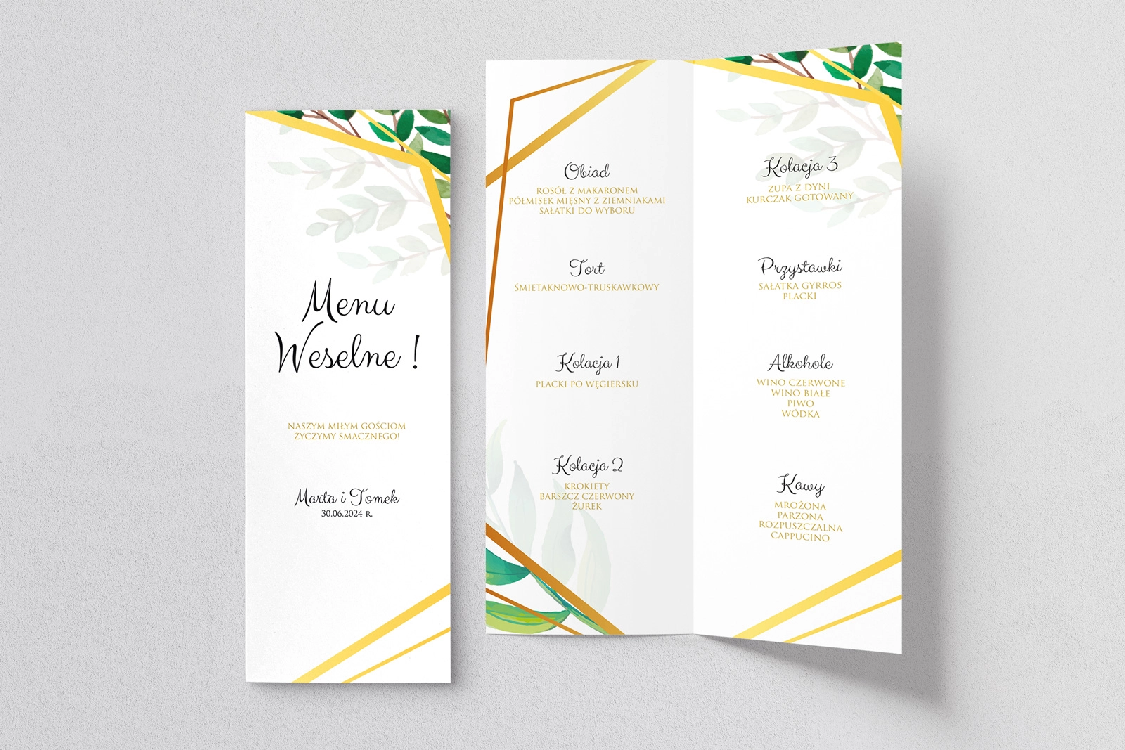 Menu Weselne Flowers & Frame - Motyw 2