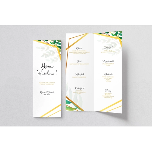 Menu Weselne Flowers & Frame - Motyw 2