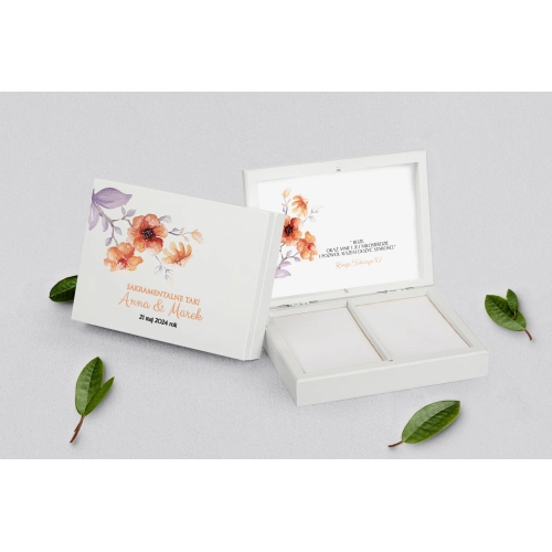 Pudełko na obrączki prostokątne białe - Sweet Love Motyw 6
