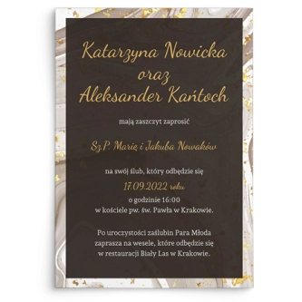 Zaproszenia ślubne Golden Brown - Motyw 3