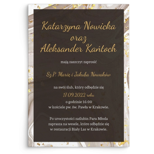 Zaproszenia ślubne Golden Brown - Motyw 3