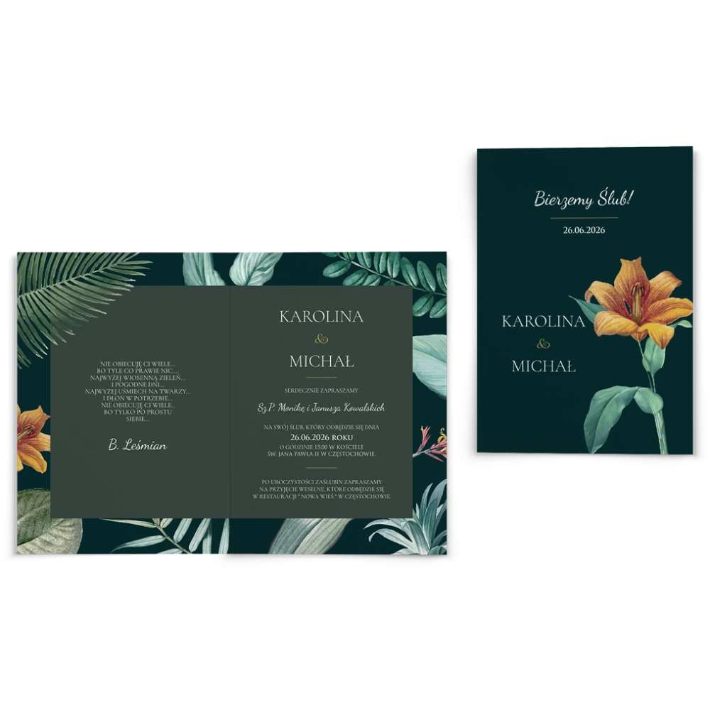 Zaproszenia ślubne Exotic - Składane motyw 3