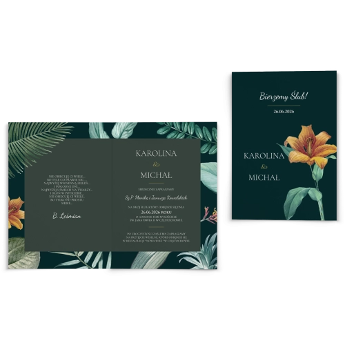 Zaproszenia ślubne Exotic - Składane motyw 3