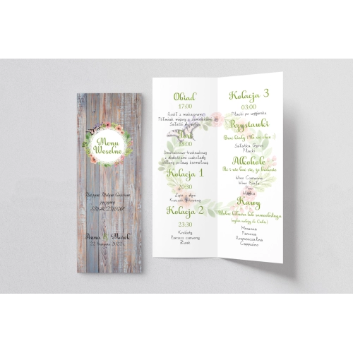 Menu Weselne Rustical Motyw 11