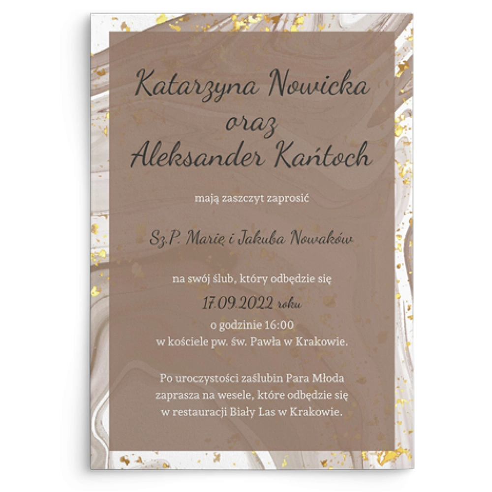 Zaproszenia ślubne Golden Brown - Motyw 2