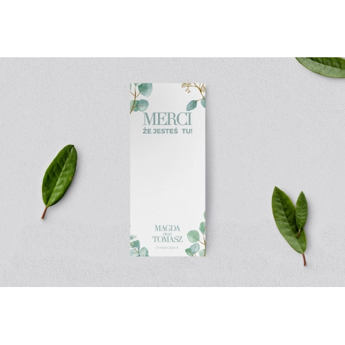 Podziękowanie Merci - Karteczka Eukaliptus - Motyw 1