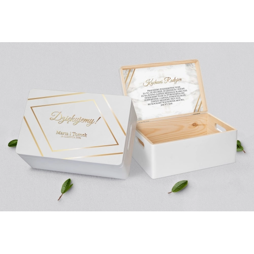 Skrzyneczka dla Rodziców - biała Marmur & Złoto - Motyw 1