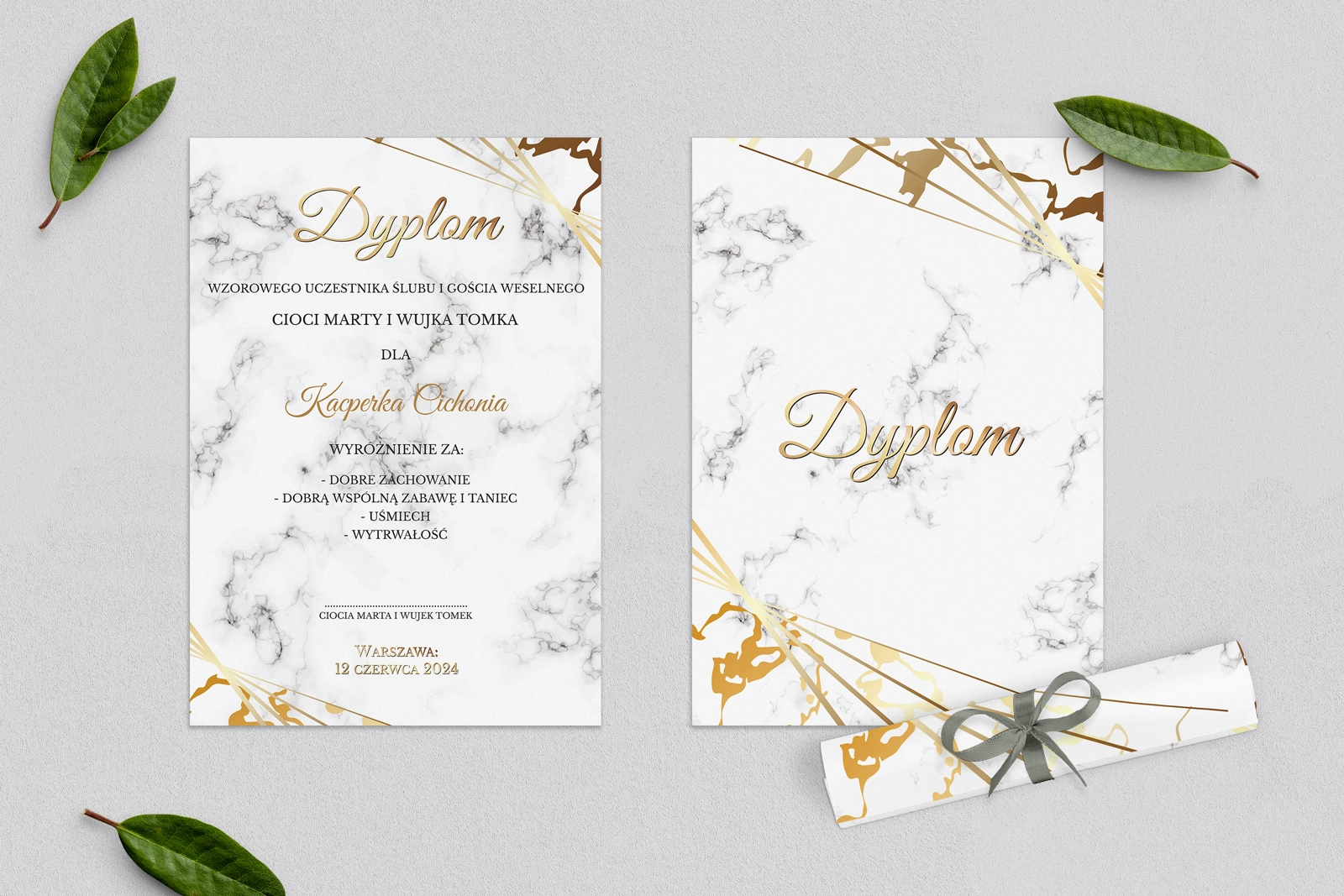 Dyplomy dla Dzieci - Marmur & Złoto - Motyw 4
