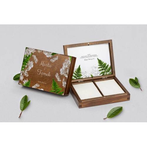 Pudełko na obrączki prostokątne brązowe - Soft Motyw 2