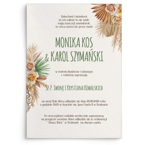 Zaproszenia ślubne Boho - Motyw 1