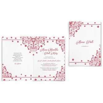 Zaproszenia ślubne Maja - Składane Motyw Bordowy