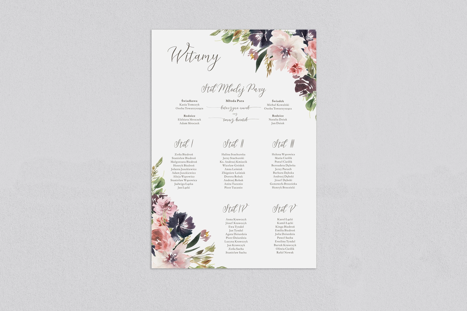 Plan stołów weselnych PasteLove - Motyw 4