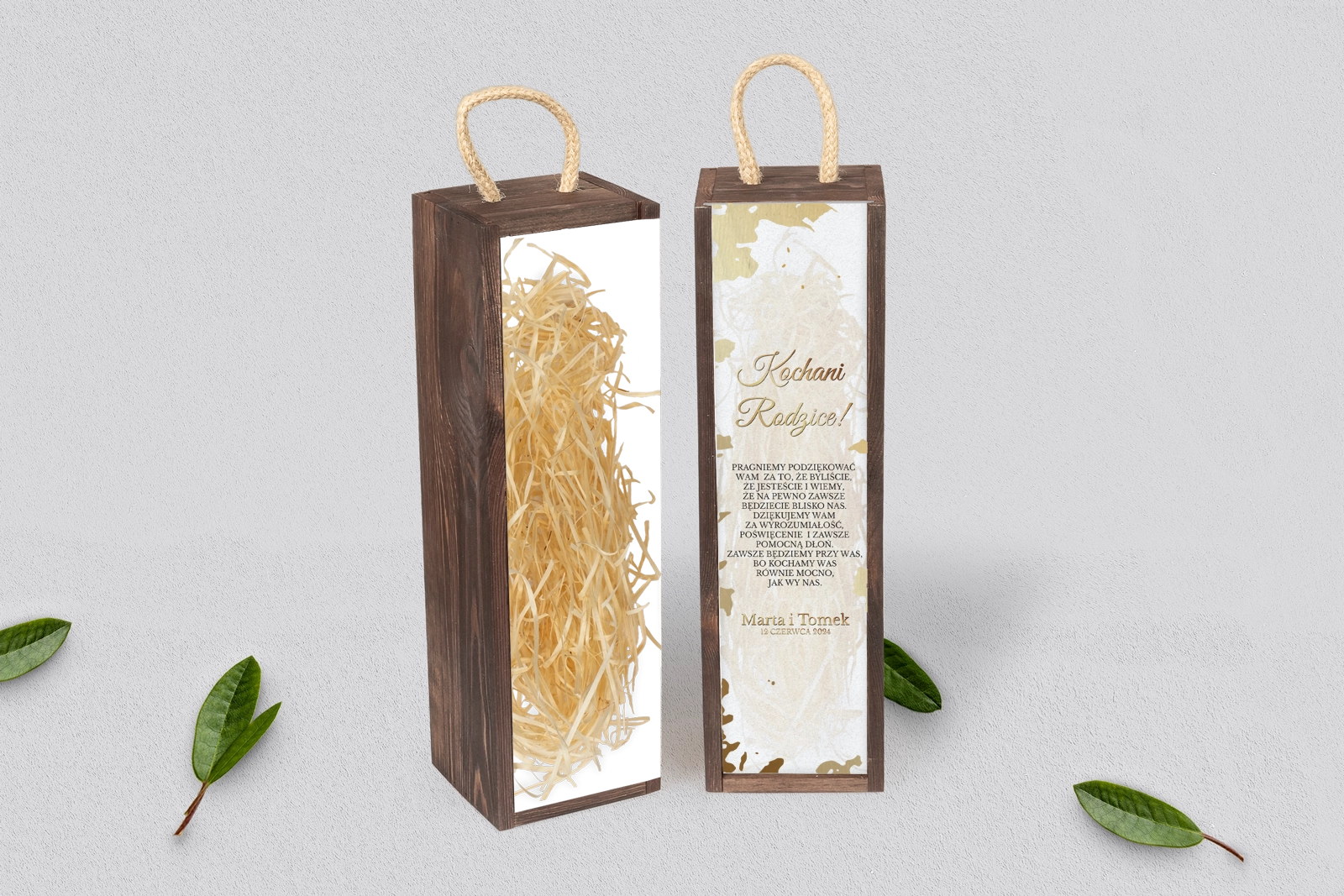 Skrzynka dla Rodziców - SNW Brązowa Marmur & Złoto - Motyw 5