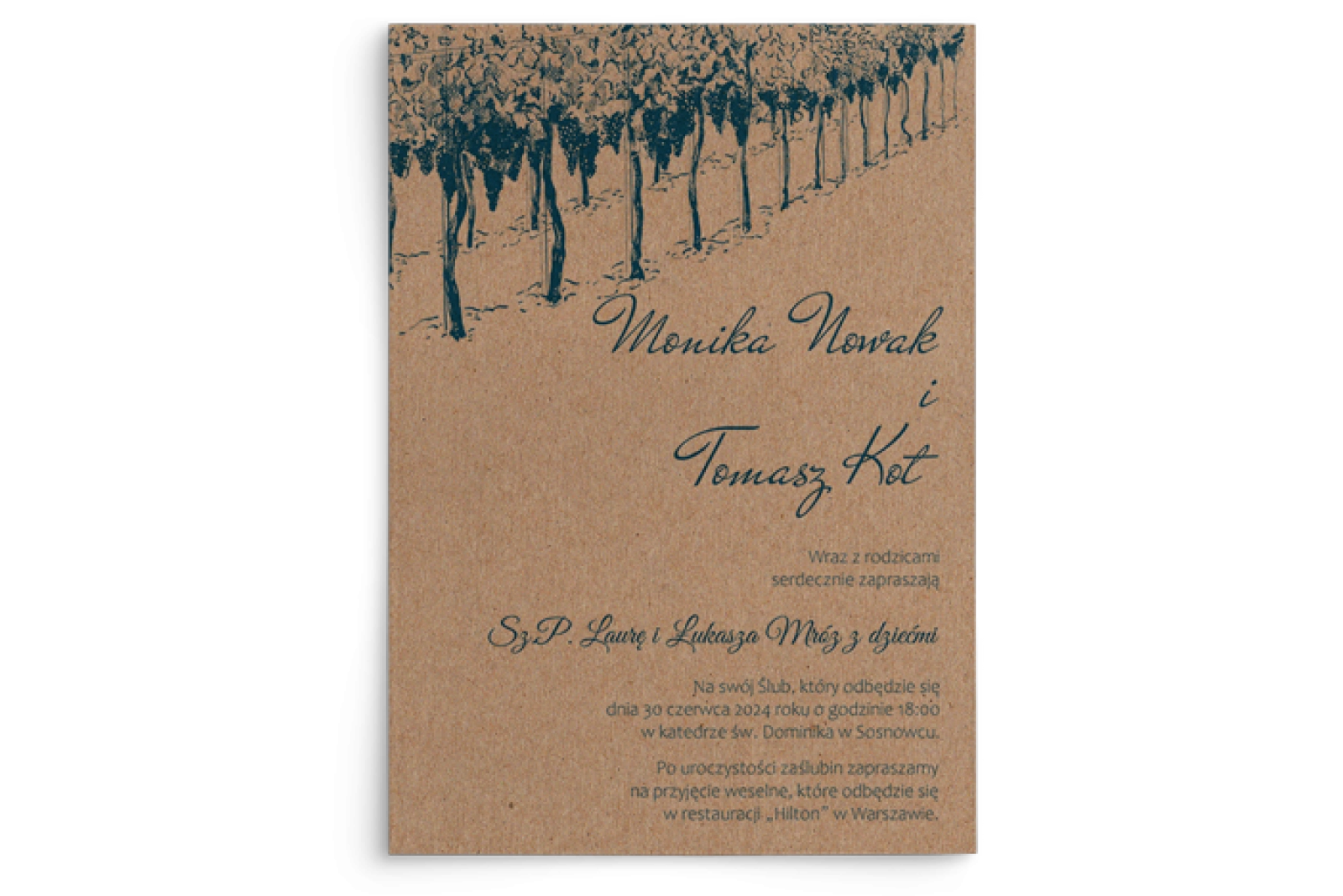 Zaproszenia ślubne Natura Kraft - Motyw 2