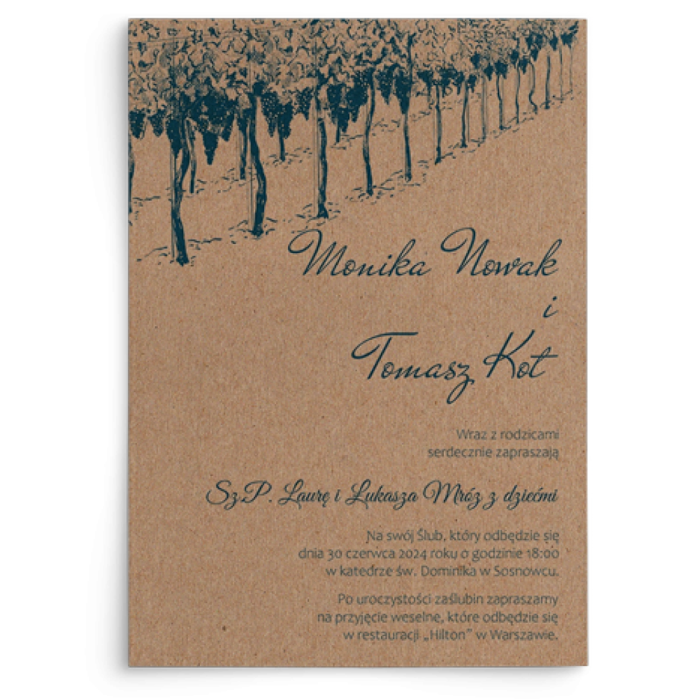 Zaproszenia ślubne Natura Kraft - Motyw 2