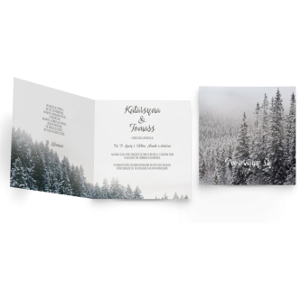 Zaproszenia ślubne Forest - Składane Kwadrat Motyw 4
