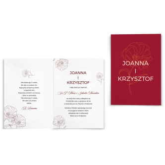 Zaproszenia ślubne Burgundy - Składane motyw 3