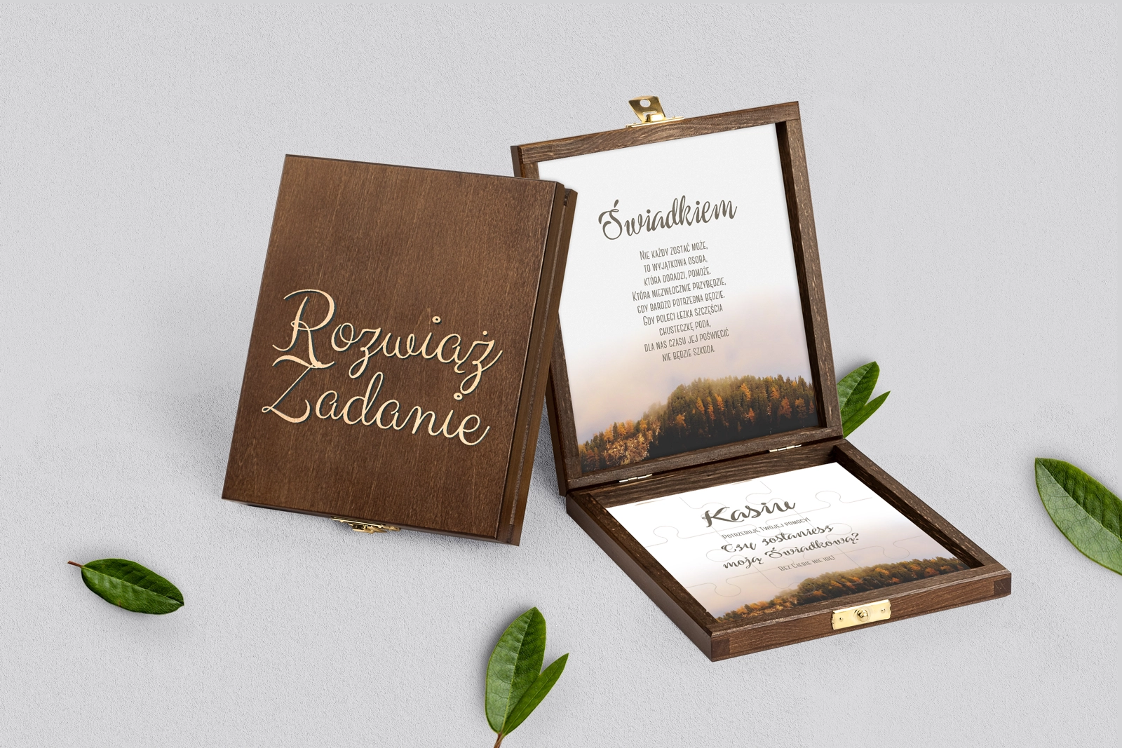 Prośba o świadkowanie - brązowe puzzle Forest - Motyw 3