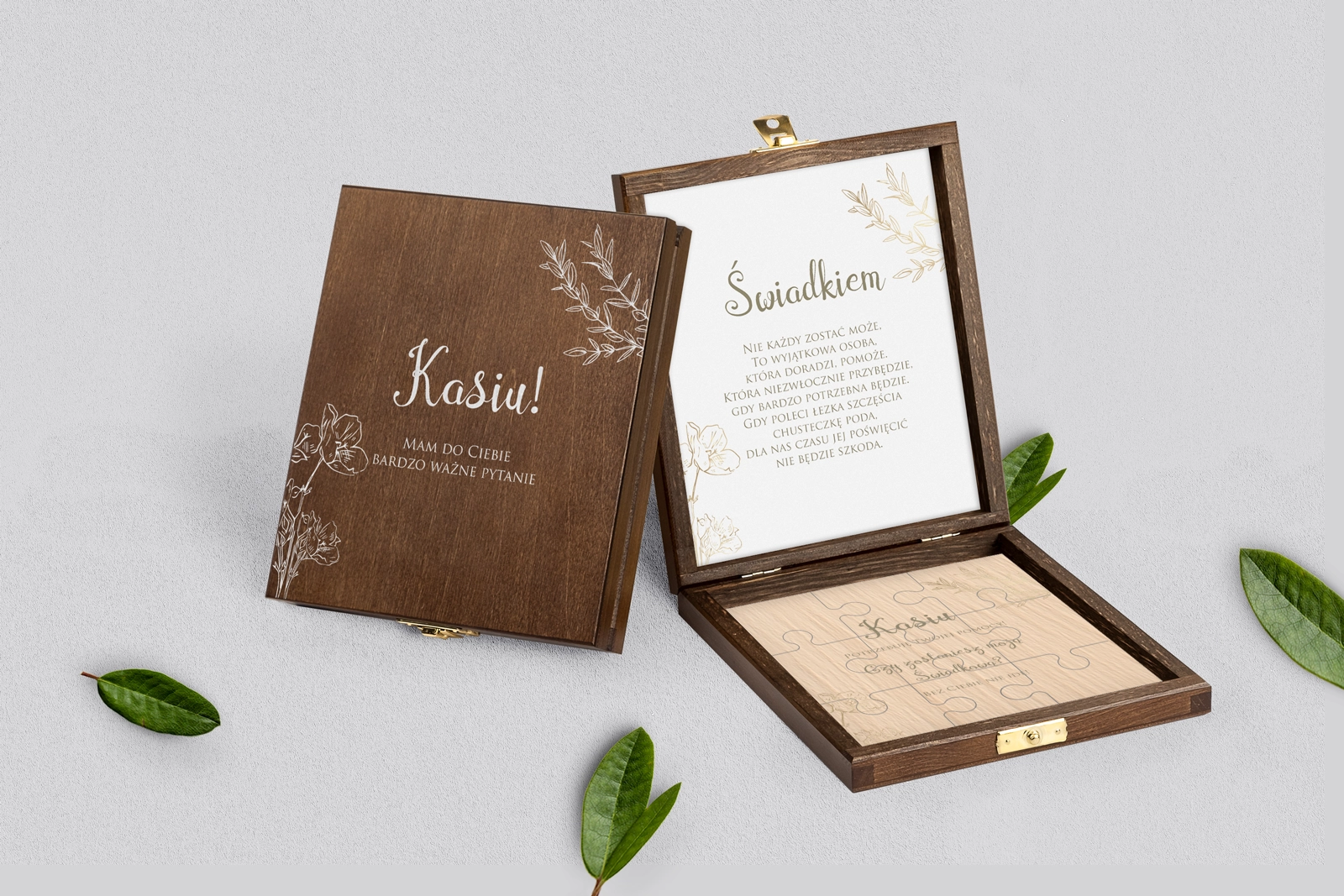 Prośba o świadkowanie - brązowe puzzle Fiori Motyw 3