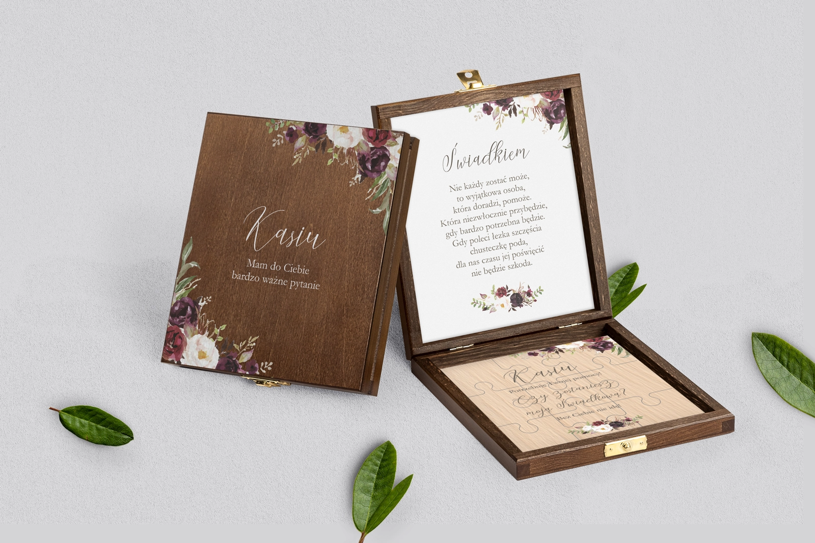 Prośba o świadkowanie - brązowe puzzle PasteLove Motyw 3