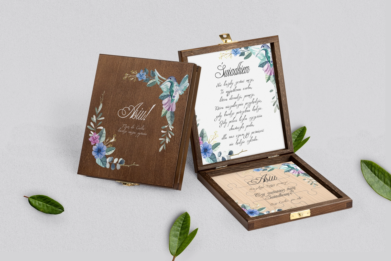 Prośba o świadkowanie - brązowe puzzle Akwarelowe Wianki Motyw 8
