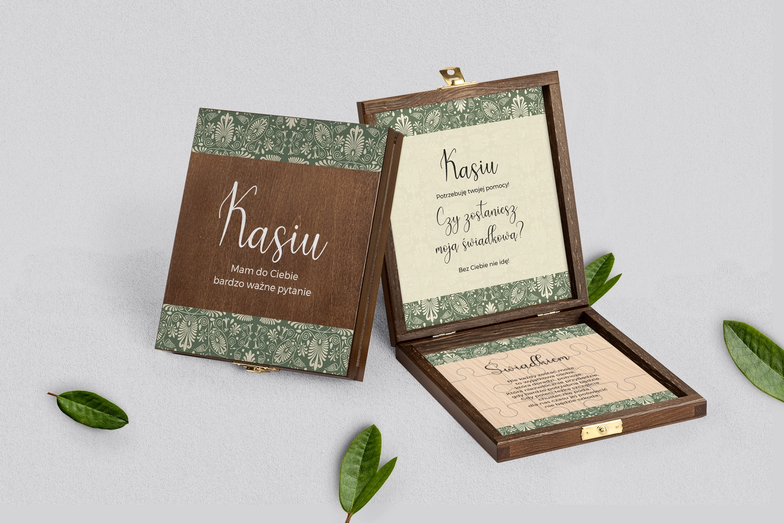 Prośba o świadkowanie - brązowe puzzle Vintage Motyw 2