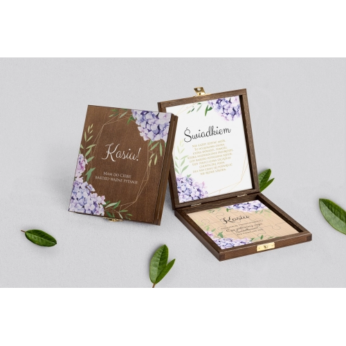 Prośba o świadkowanie - brązowe puzzle Flowers & Frame Motyw 1