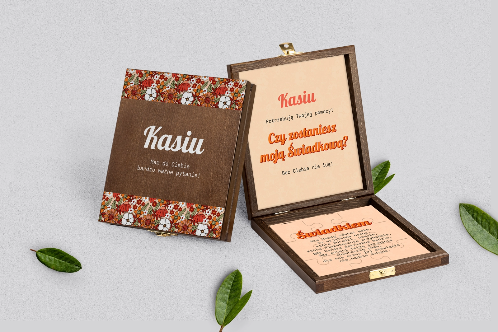 Prośba o świadkowanie - brązowe puzzle Retro Style Motyw 3