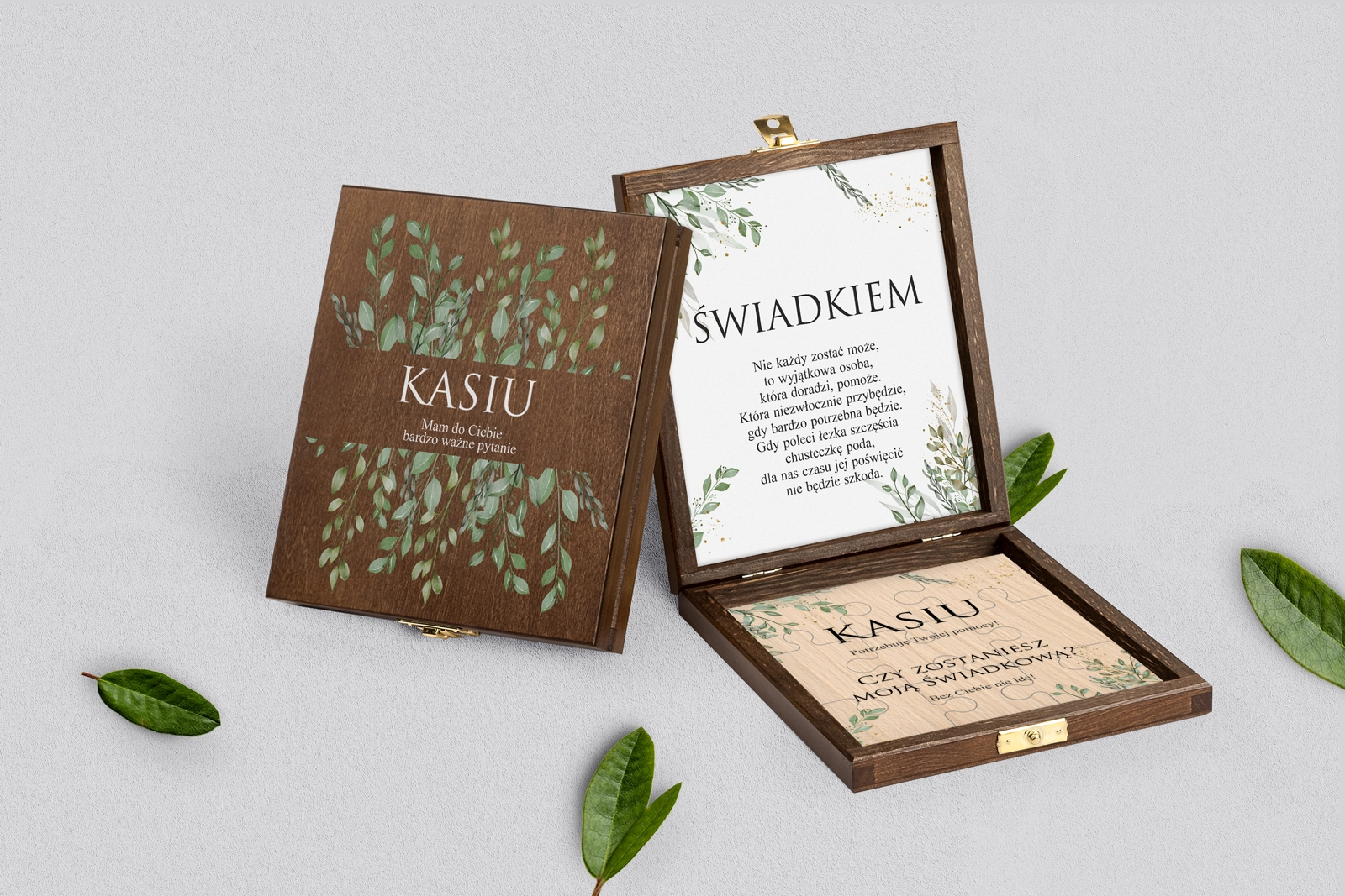 Prośba o świadkowanie - brązowe puzzle Leaves Motyw 3