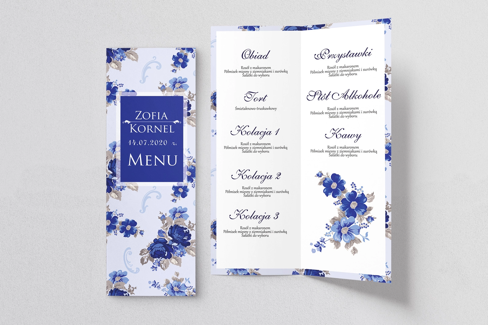 Menu Weselne Kwiatowe Pole Motyw 4