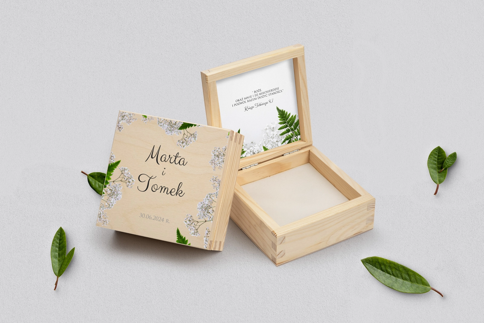 Pudełko na obrączki naturalne - Soft Motyw 2