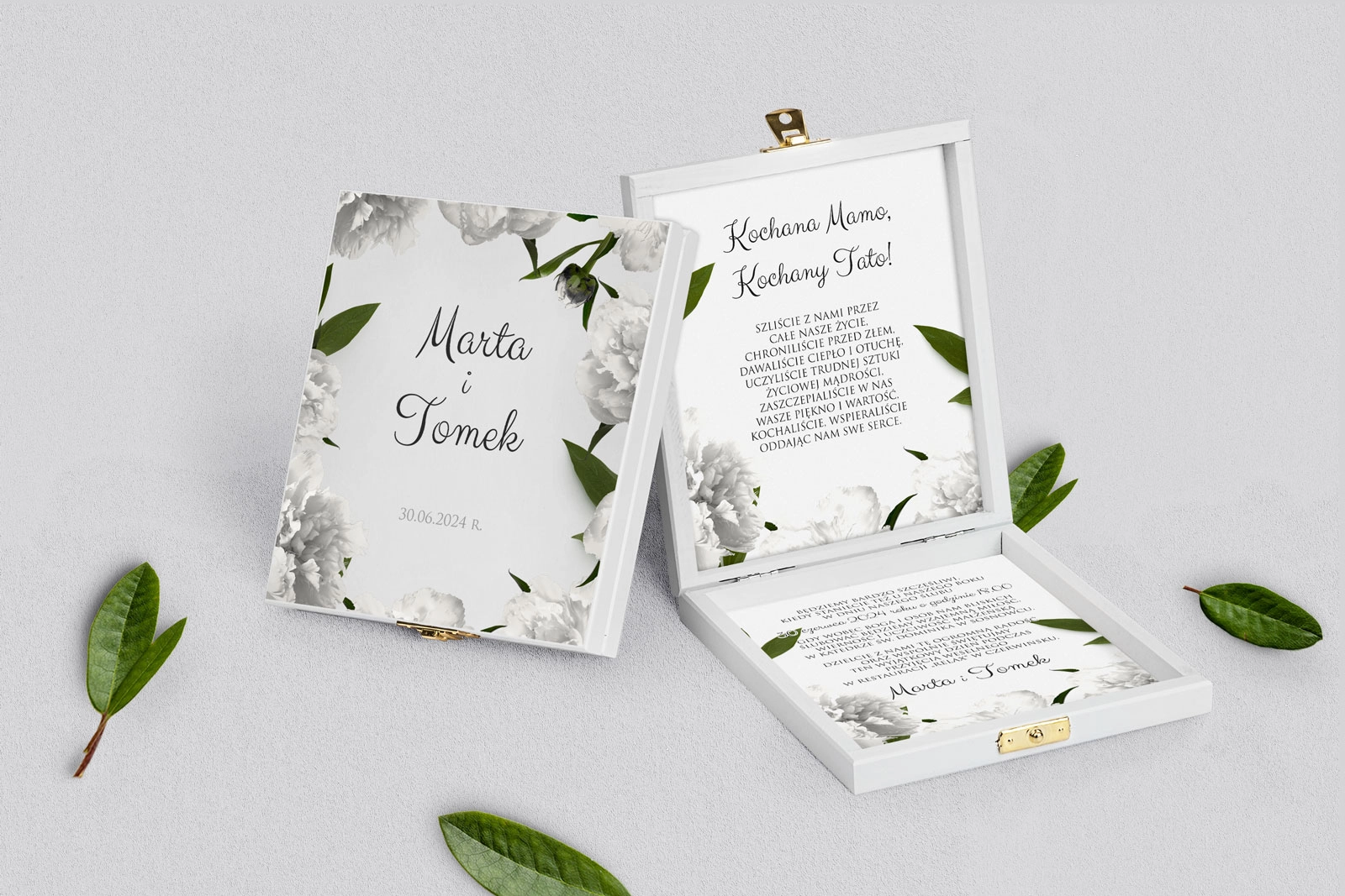 Zaproszenie dla Rodziców - białe Soft Motyw 3