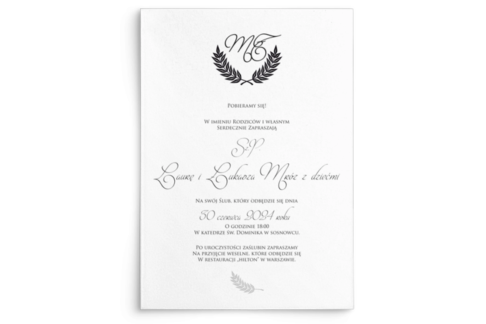 Zaproszenia ślubne Alloro - motyw 2