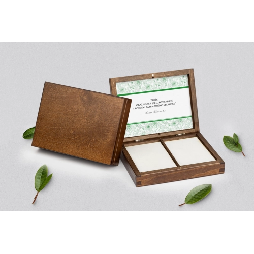 Pudełko na obrączki prostokątne brązowe - Ornaments Motyw 12