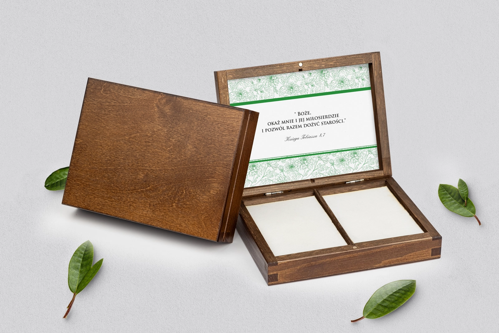 Pudełko na obrączki prostokątne brązowe - Ornaments Motyw 12