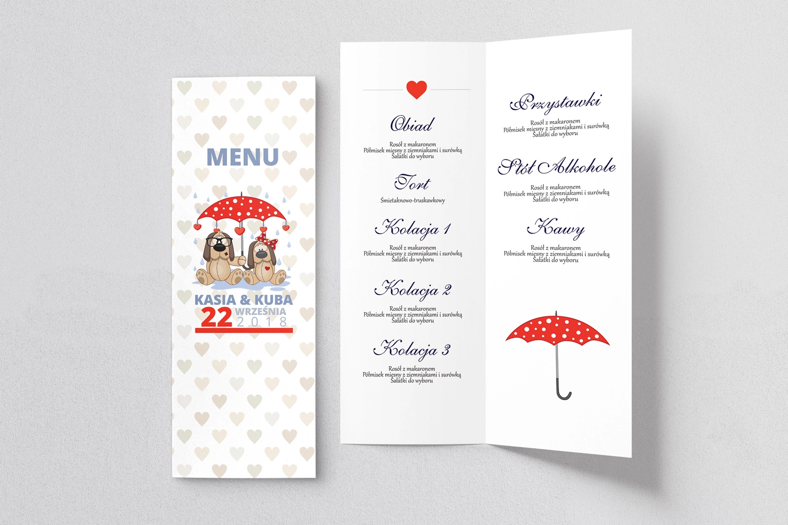 Menu Weselne Uroczy Deszcz Motyw 1