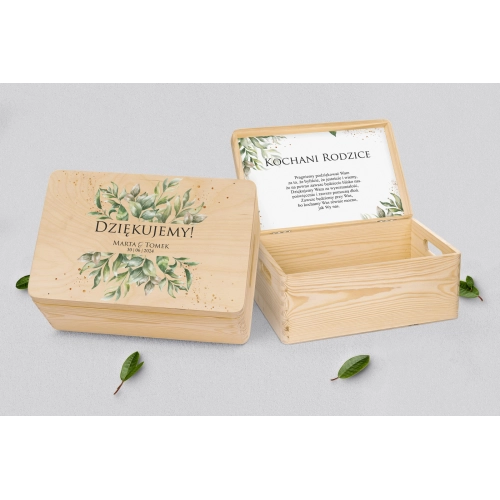 Skrzyneczka dla Rodziców - naturalna Leaves Motyw 1