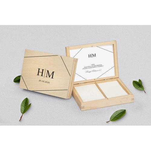 Pudełko na obrączki prostokątne naturalne - Elegance Motyw 1