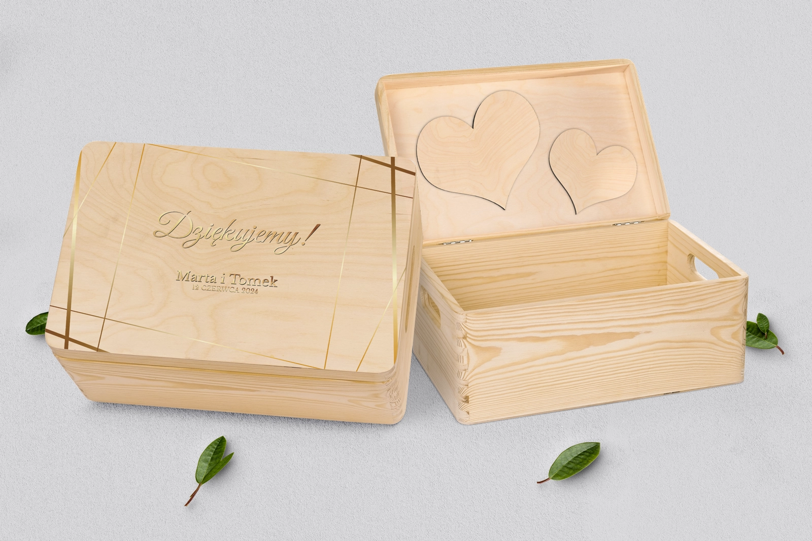 Skrzyneczka dla Rodziców - naturalna Marmur & Złoto - Motyw 2