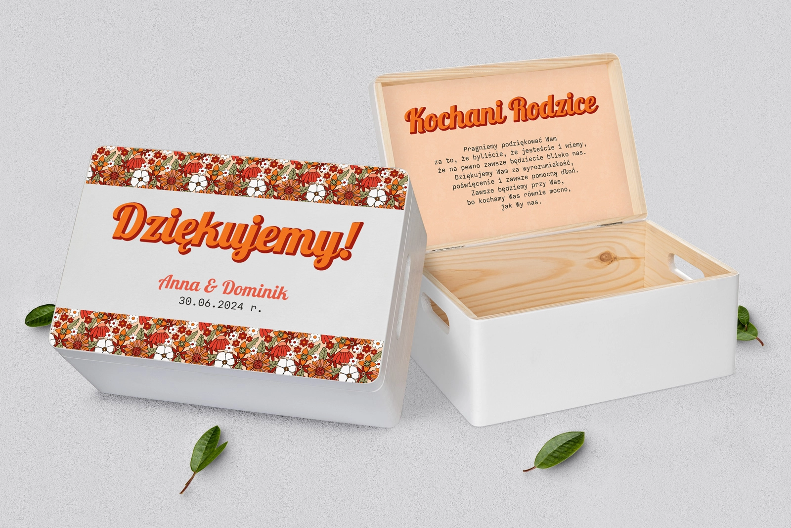 Skrzyneczka dla Rodziców - biała Retro Style Motyw 3