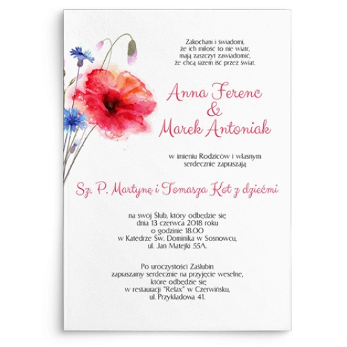 Zaproszenia ślubne Sweet Love - Motyw 2