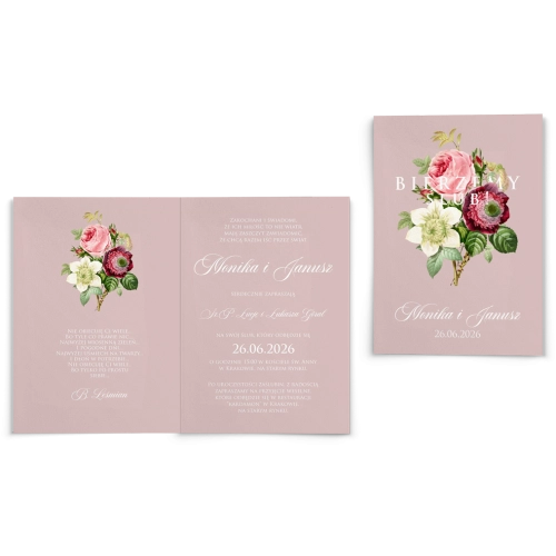 Zaproszenia ślubne Bella - Składane motyw 3