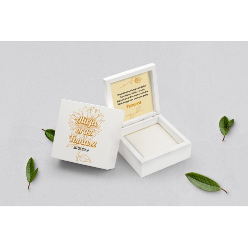 Pudełko na obrączki białe - Sunflowers Motyw 1