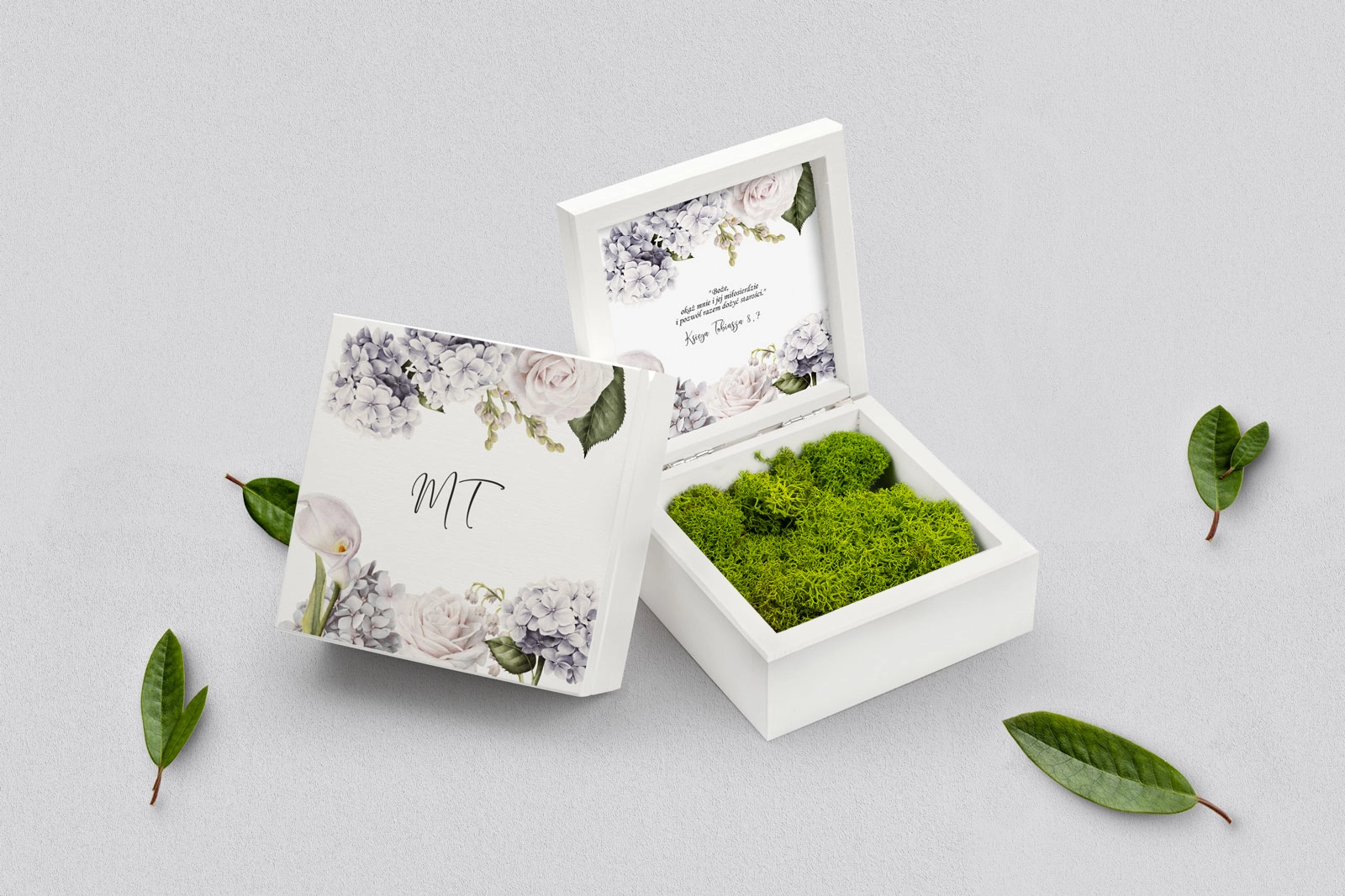 Pudełko na obrączki białe - Ofelia Motyw 1