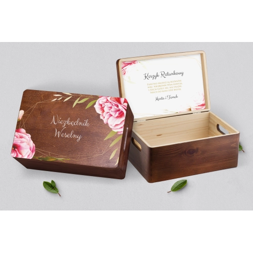 Koszyczek ratunkowy weselny brązowy - Flowers & Frame Motyw 5