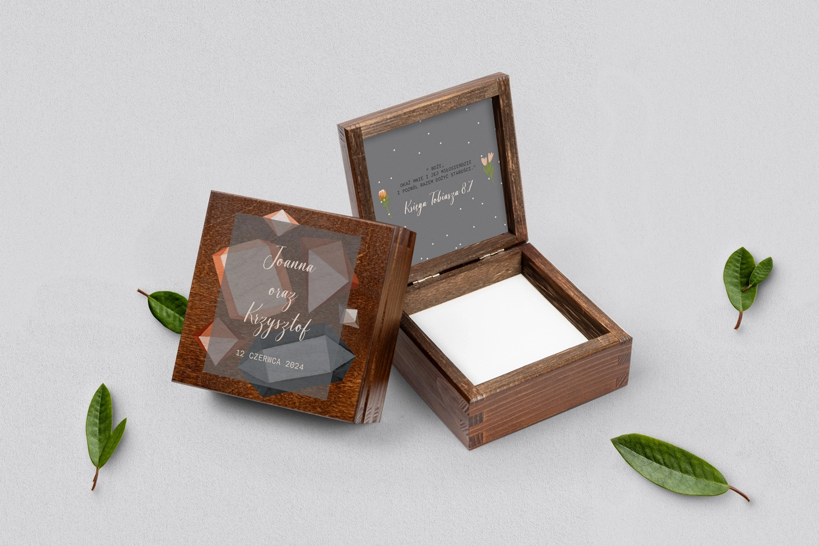 Pudełko na obrączki brązowe - Butterflies Motyw 3