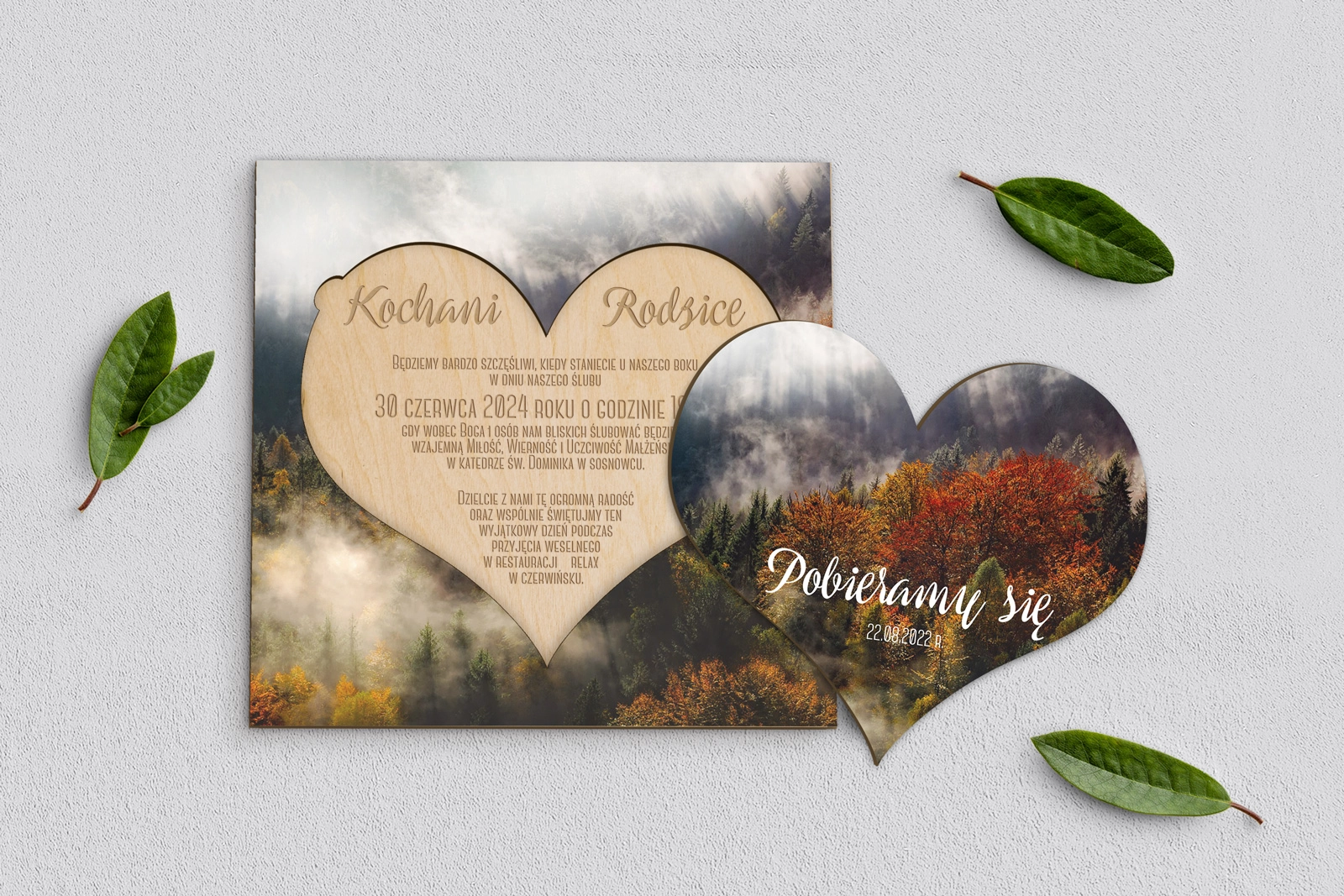 Drewniane Zaproszenie dla Rodziców - Forest - Motyw 3