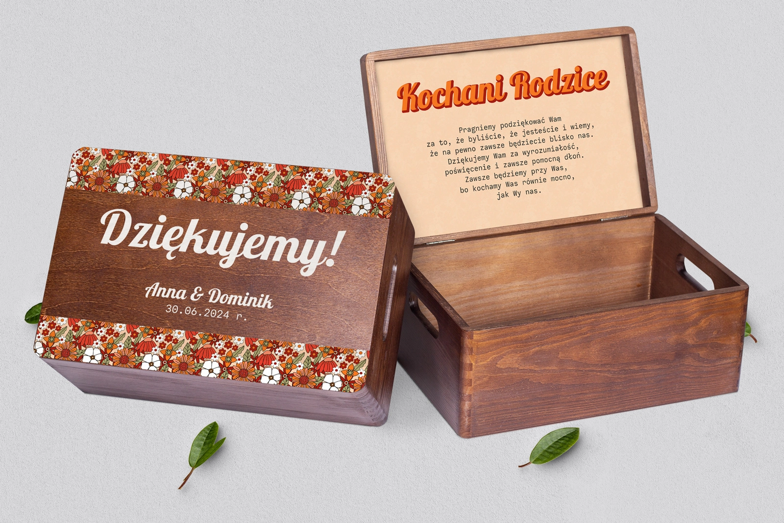 Skrzyneczka dla Rodziców - brązowa Retro Style Motyw 3